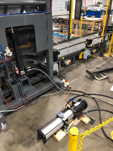 Detached hydraulic power, interconnecting hoses, and hydraulic cylinder with MTS position feedback. Detached hydraulic power, interconnecting hoses, and hydraulic cylinder with MTS position feedback.